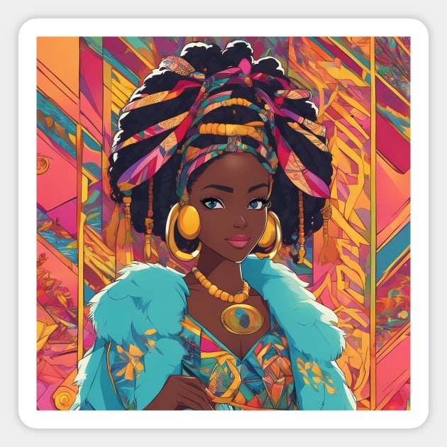 Most Beautiful African Black Woman Magnet by animegirlnft